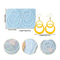 Moule en silicone YS pour boucles d'oreilles et pendentifs à anneaux imbriqués holographiques, conception laser en résine faite à la main, outils uniques pour la fabrication de bijoux