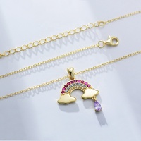 Colliers pour femmes, tendance, plaqués rhodium 925, zircon cubique coloré, nuage, arc-en-ciel, goutte de pluie, pour mariage, fiançailles, fête