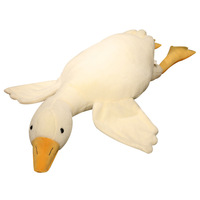 Grande Oie Blanche Brodé(e) en Peluche Super Douce, Jouet Confortable en Coton PP, Animal en Peluche Rembourré, Cadeau d'Anniversaire pour