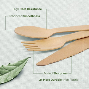 Juego de Cubiertos Desechables de Madera Compostables Ecológicos de Lujo, Vajilla para Viajes, Bodas, Restaurantes, Personalizado - Product Image 4