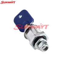 Serrure à came tubulaire SUNWAYT en alliage de zinc argenté de haute qualité 17mm/27mm avec clé en fer et couvercle en plastique pour la protection des armoires de machines de jeu