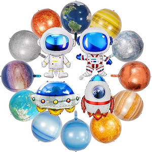 Balon Astronot Grosir Bentuk Roket Astronot Dekorasi Pesta Ulang Tahun Bertema Luar Angkasa Balon Piring Terbang Berbahan Aluminium - Product Image 1
