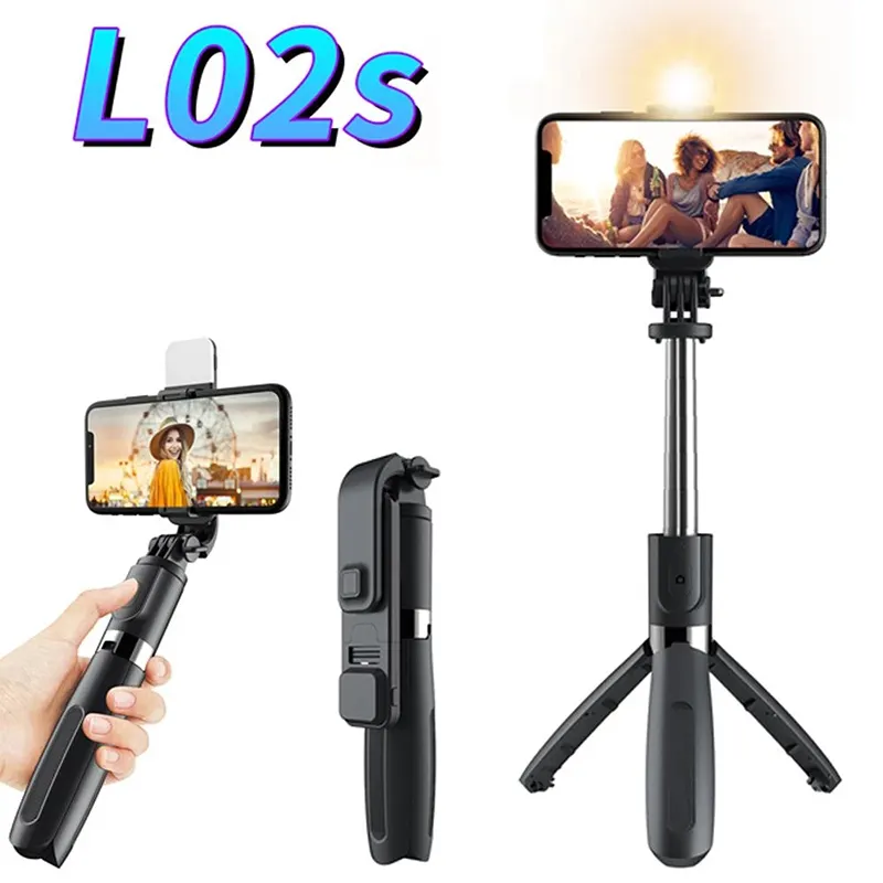 L02s Foldable Tripod Monopod Selfie Stick Blue tooth With Wireless Button Shutter Selfie Stick With LED For iOS Android