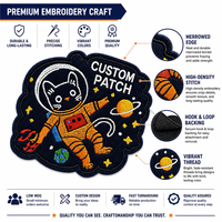 Patch brodé personnalisé Velcro, motif astronaute, chat, espace, planète, étoile, badge thermocollant ou à coudre, applique, patch moral, design mignon