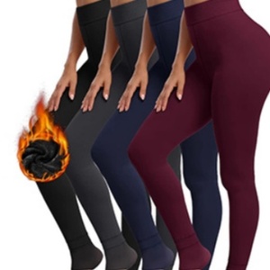 Leggings Invernali da <span class=keywords><strong>Donna</strong></span> Foderati in <span class=keywords><strong>Pile</strong></span>, Caldi e Spessi, a Tinta Unita, in Maglia, Opachi, per Uso Quotidiano - Product Image 1