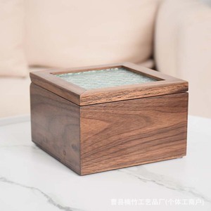 Walnut Wood Jewelry Box Double Layer Compartmentalized Storage With <b>Mirror</b> For Necklace Earring Organization - Product Image 3