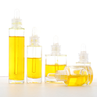 Flacon cylindrique en verre transparent HOPECK 100/50/30/15 ml avec compte-gouttes en plastique transparent à bulbe TPE et collier transparent en PVC pour sérum