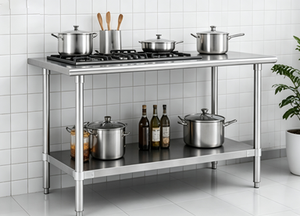 High Density Stainless Steel 201 Solid Square Tube Frame Corrosion Resistant NSF Certified Heavy-Duty Capacity <b>Work</b> <b>Table</b> <b>for</b> - Product Image 3