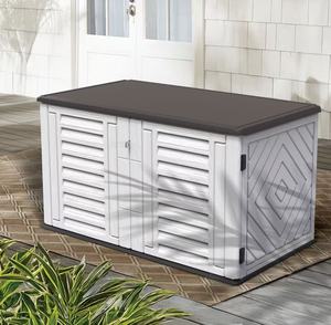 Armoire de rangement extérieure en HDPE écologique, verrouillable, à double <span class=keywords><strong>porte</strong></span>, pour jardin, patio, cour, facile à assembler, 120 gallons, résistante aux intempéries - Product Image 6