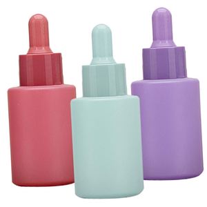 Empty Cosmetic Customized Flat Shoulder Frosting Essential Oil <b>Dropper</b> <b>Bottle</b> 30ml with Box and Logo Print - Product Image 1