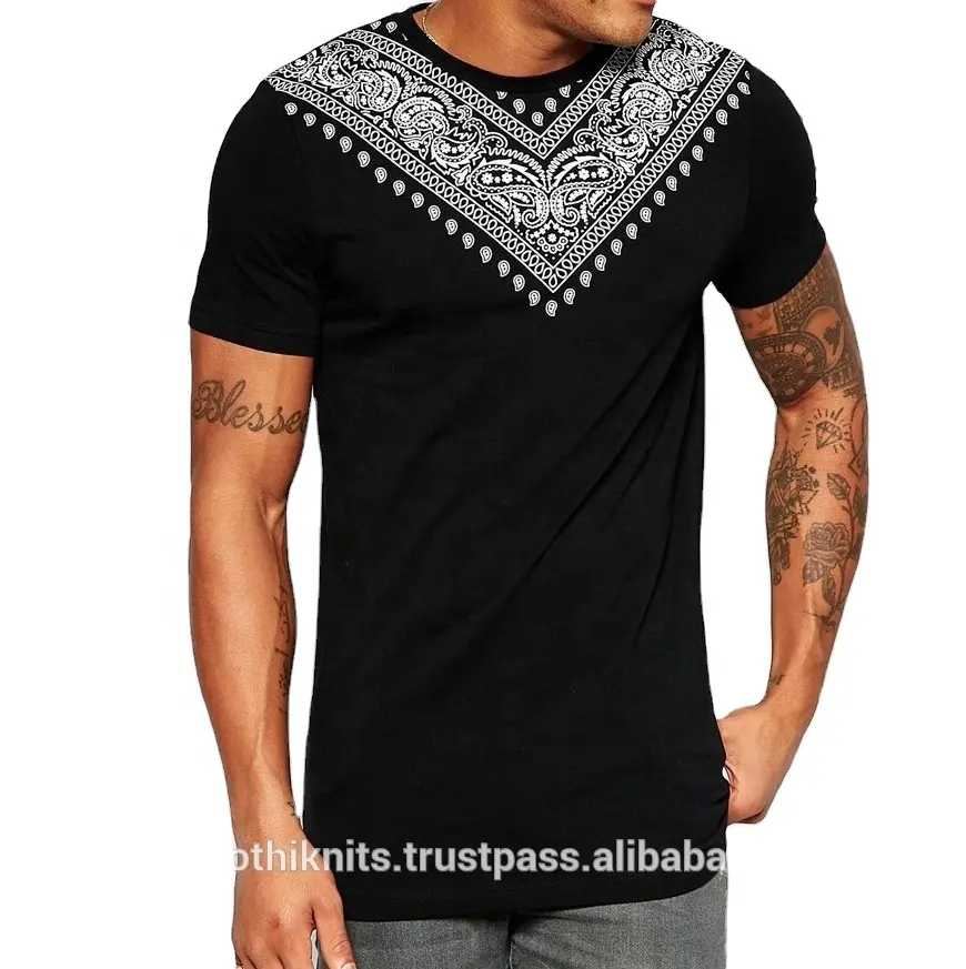 Bandana Bedrukte T-Shirt Mannen Op Maat Bedrukte Foto 'S Schattige Designer Street-Wear Hi Fashion Top End Grafische T-Shirts Custom Logo