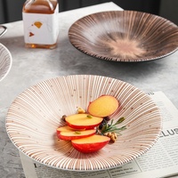 Assiette en porcelaine émaillée de style japonais, créative et personnalisée, vente directe d'usine XUANHUI, compatible micro-ondes, luxe léger, rétro