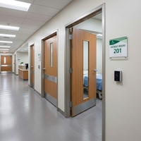 Portes de clinique en bois pré-assemblées HPS HPL, design moderne, norme CE, avec vitre, pour cliniques et hôpitaux