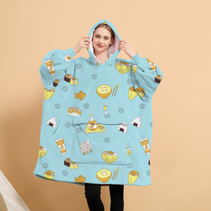 Poliéster Adulto Suave Sherpa Usable Fuzzy Fleece Manta Sudadera con capucha Sudadera de gran tamaño Sudadera con capucha Manta con bolsillos - Product Image 5