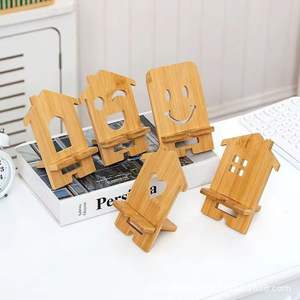Wooden House Phone Stand Natural Color Desktop Portable <b>Tablet</b> <b>Holder</b> For Desk Use - Product Image 5