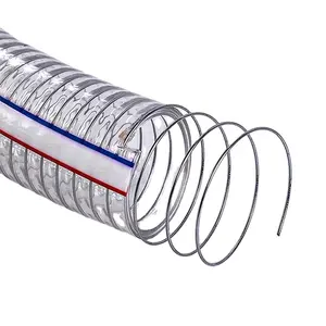 非毒性UV耐性PVCクリアホース鋼線フレキシブル強化ウォーターポンプホーススパイラルスプリングPVCウォーターホース