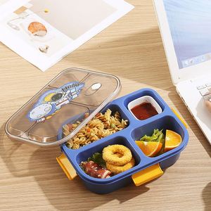 Lonchera de Plástico Transparente con Tapa de Dibujos Animados, 4 Compartimentos, Contenedor de Almacenamiento de Alimentos con Caja para Salsas, Apta para Microondas - Product Image 3