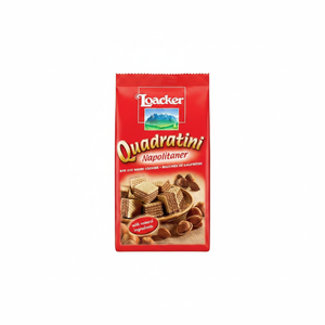 Loacker Quadratini Crispy Wafer Cookies Square Shape 14% Fat 250g Bag Variety Flavors <b>Chocolate</b> Tea Cream Coffee Sweet Taste - Product Image 2