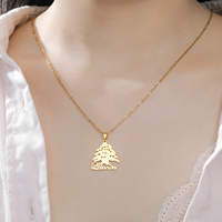 Collier en cèdre du Liban Myshape, chaîne en acier inoxydable couleur or pour femme et homme, accessoire minimaliste, amulette, bijoux, nouveauté 2026