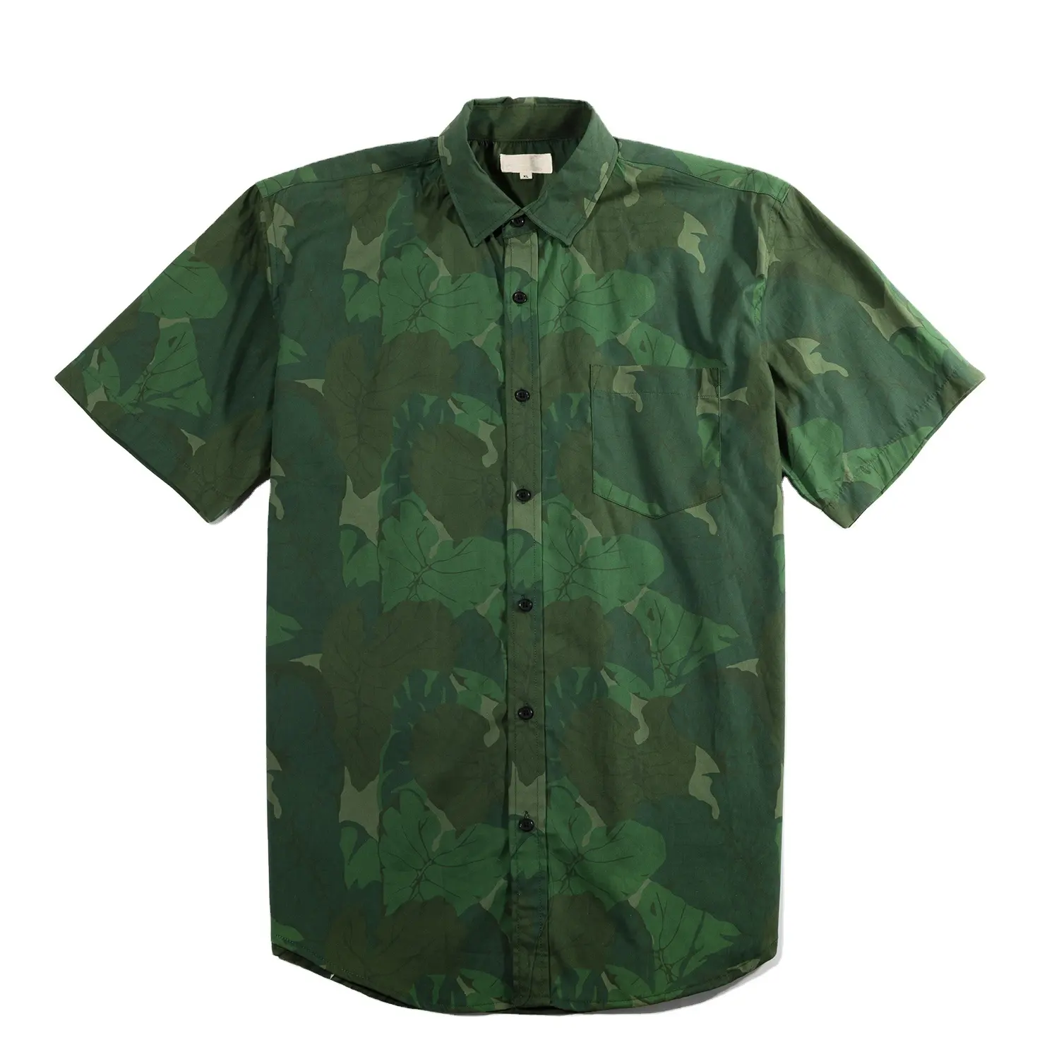 Summer Printed Mens Shirt Casual Short Sleeves Hawaiian Green Pattern Aloha Shirt