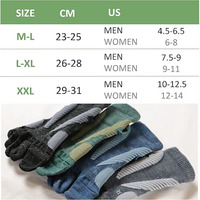 Chaussettes antidérapantes au-dessus de la cheville en mélange de laine mérinos à cinq orteils