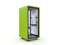 Cabine de réunion acoustique moderne en acier OMNI avec ventilation d'air frais, design insonorisé, bureau intégré, éclairage LED, garantie de 2 ans