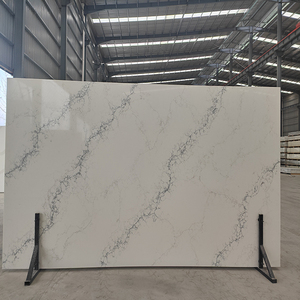Losas de piedra de cuarzo de cristal blanco Calacatta Panda de sílice/baja de sílice australiana de proveedor de fábrica - Product Image 4