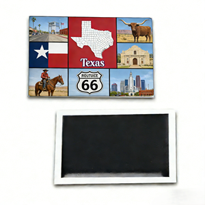 Imán Personalizado con Foto de Recuerdo de Viaje al Estilo del Oeste, con Diseño de la Ciudad de Texas Lone Star, Dallas, Austin, Houston, como Regalo - Product Image 1