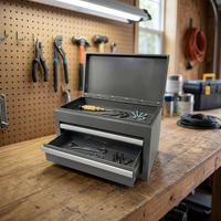 Coffre à outils portable en acier léger, boîte de rangement à 2 tiroirs avec couvercle rabattable, multi-usages pour garage et bureau, usine OEM BSCI