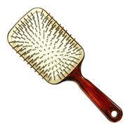 Brosse de massage à poils ronds carrés de haute qualité, en nylon délicat, en plastique TPO, finition écaille de tortue, garniture dorée TONG