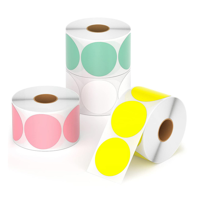 Color Circle Thermal Sticker Label Self-Adhesive Round Direct Thermal Label Thermal Sticker for DIY Logo Design Name Tag