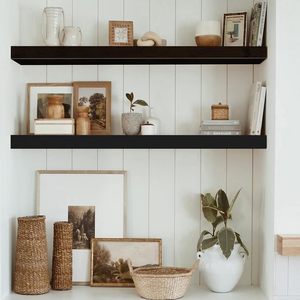 Étagères flottantes personnalisées pour salle de bain - Étagère murale au-dessus des toilettes Décoration de maison de style campagnard Étagère de présentation Étagère à livres Brun rustique - Product Image 3