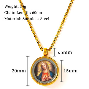GIVELUCK Ciondolo <span class=keywords><strong>Cristiano</strong></span> 3D Dipinto a Mano di <span class=keywords><strong>San</strong></span> Giuda Taddeo Tsatsa, Collana Unisex in Acciaio Inossidabile Placcato Oro 18K con Resina - Product Image 6
