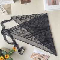 Écharpe triangulaire en maille tricotée rayée et brodée pour le quotidien, les courses, protection solaire, respirante, foulard