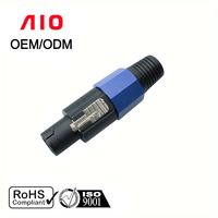 AIO Kingsun XLR Plug 4 Pole Speaker Spkon Male Screw Connector Plugs PA Amplifier Audio Cable Lead Audio Connector