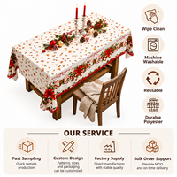 Nappe de Noël imprimée en polyester, imperméable, anti-taches, lavable, pour table de salle à manger, idéale pour les fêtes à la maison