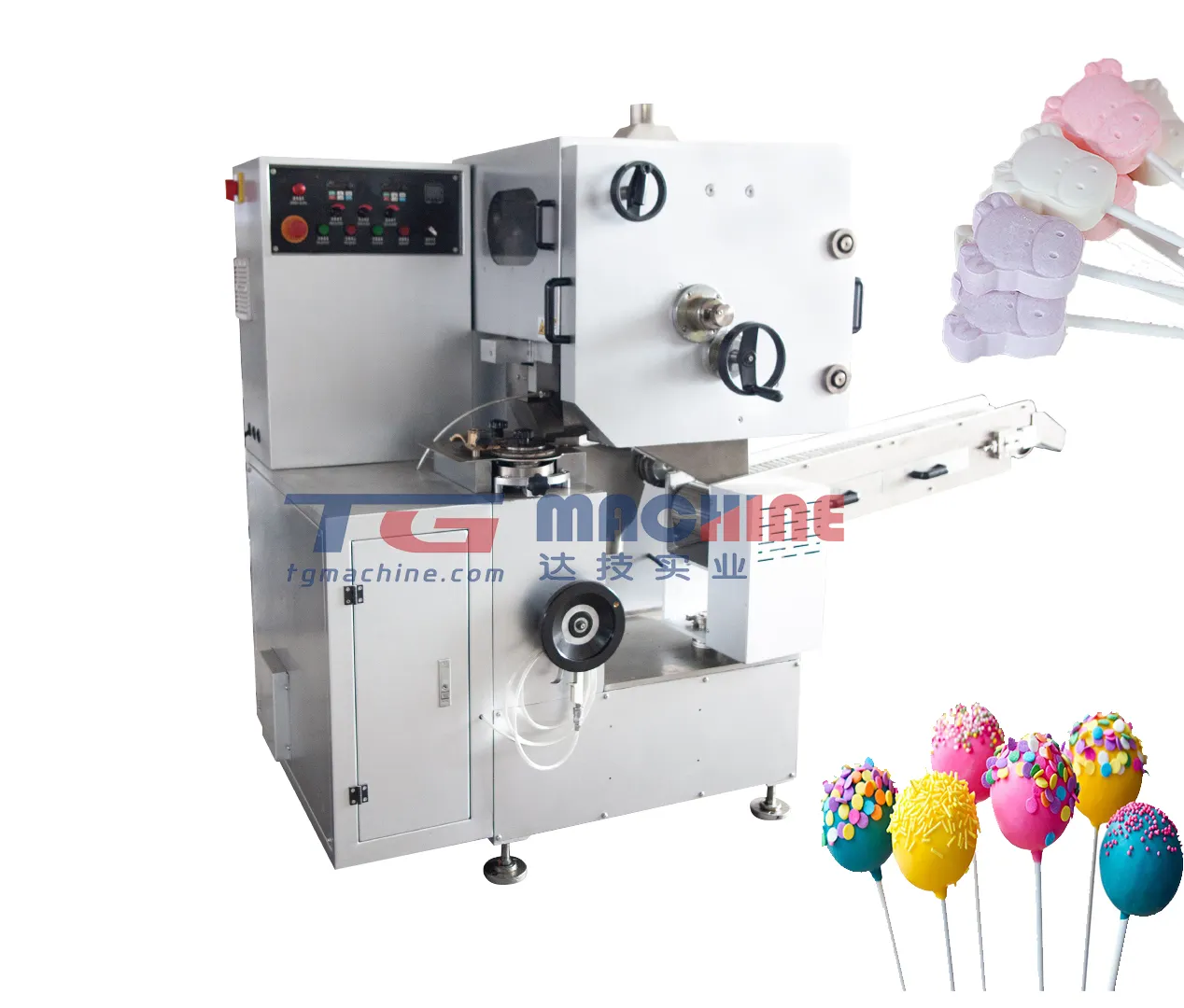 High Productivity Home Use Hard Candy Lollipop Making Machine Flat round Ball Die Form Small Stick Lollipop Production Line PLC