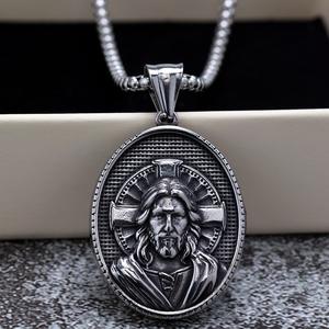 Stainless Steel Jesus Pendant Necklace Unisex Religious Gift Jewelry <b>Cross</b> Design Fashion Necklace - Product Image 2
