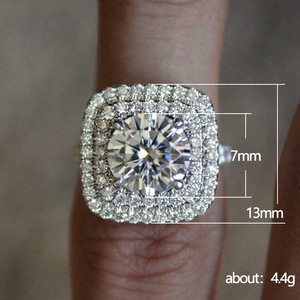 Anello F1030 in Oro Bianco con Diamante Taglio Cushion, Diamante Naturale per Fidanzamento, Gioielli da Donna, Colore G - Product Image 5