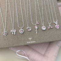 Chaîne de clavicule pour femme avec nœud rose et géométrie, pendentif en forme de cœur, collier de mode exquis et polyvalent
