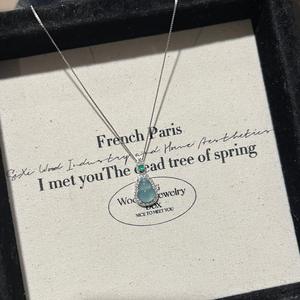 Collier papillon en argent pur S925 naturel et rafraîchissant, avec jade bleu d'eau (matière dangereuse), pour femme, pendentif fin pour clavicule - Product Image 5