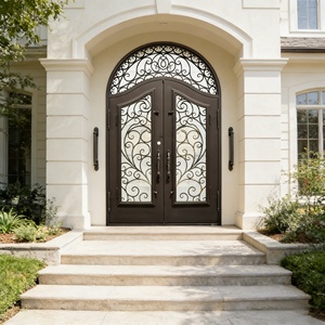 Portes extérieures en fer forgé de qualité supérieure, portes de sécurité au design orné pour maisons de luxe - Product Image 5