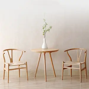 Cadeiras Wishbone Mão Tecelagem Pátio Cadeira madeira ao ar livre Lazer Simples Ash Wood Material Cane Chair