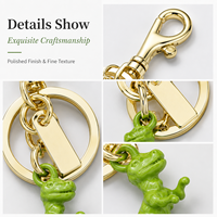 Porte-clés 3D en métal vert dinosaure, pendentif animal électroplaqué, décoration de sac à main, cadeau promotionnel
