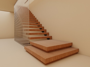 Escaliers en bois en spirale intérieurs solides CBMmart, marches en bois flottantes, marches en bois pour villa - Product Image 4