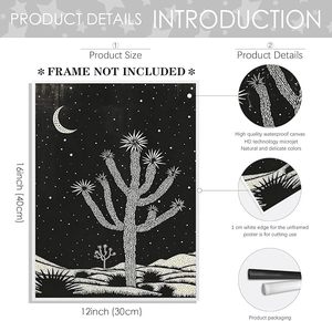Western Desert Landscape Wall Art Prints Joshua Tree <span class=keywords><strong>Block</strong></span> Poster,Boho Southwestern Wall Decor - Product Image 5