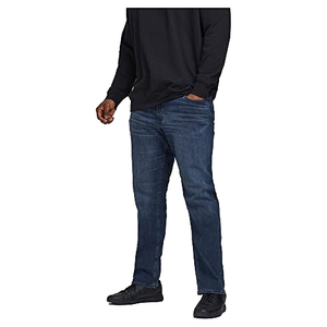 Jeans en denim bleu coupe droite classique pour homme, décontractés, confortables, en coton extensible, vente en gros, OEM personnalisé - Product Image 1
