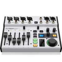 Console de mixage numérique Flow8 Mini 8 canaux avec Bluetooth, contrôle via application audio, 2 processeurs d'effets, interface USB/audio, plastique et métal