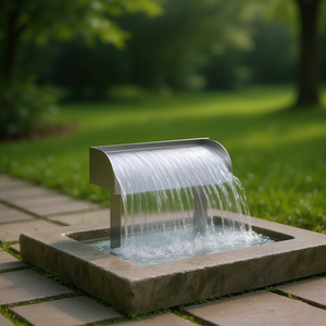 Fuente de Cascada de Acero Inoxidable 304, 23.6x13.4x5.5 Pulgadas, Diseño Contemporáneo para Exteriores, Duradera - Product Image 2