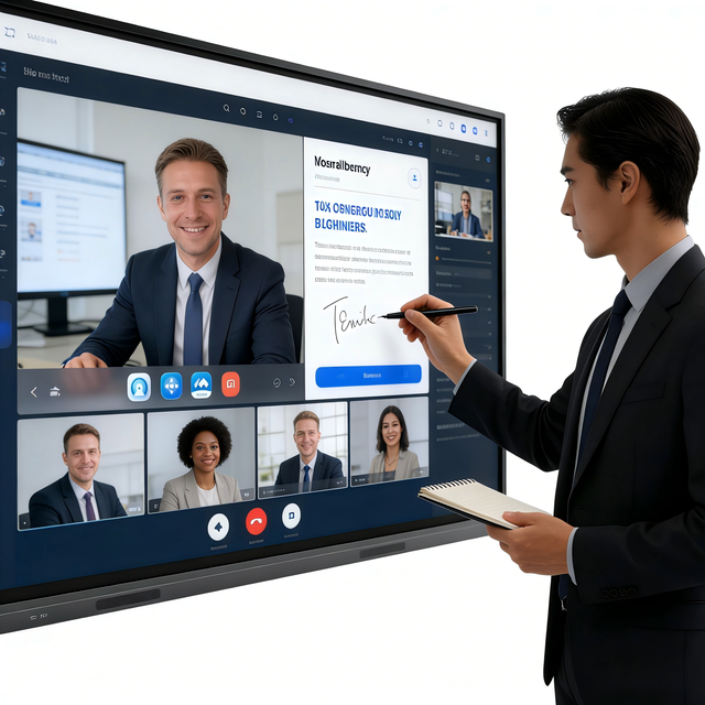 BOE 65/75/86 Inch 4K UHD Interactive Flat Panel, OEM/ODM Android 14 IR Touch Smart Whiteboard for Meeting Room, in Stock